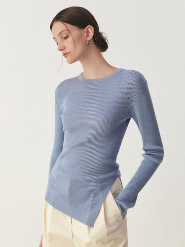 Slim Fit Slit Pullover Knit_BLUE - ARTID - Modalova