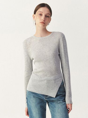 Slim Fit Slit Pullover Knit_MELANGE GREY - ARTID - Modalova