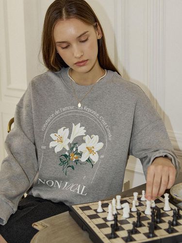 Glasshouse Lily Print Sweatshirt - Melange Grey - NONLOCAL - Modalova