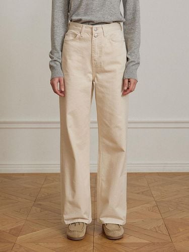 Button Detail Semi Wide Jean - Cream - NONLOCAL - Modalova