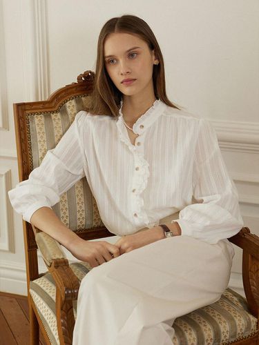 Textured Double Frill Blouse - White - NONLOCAL - Modalova