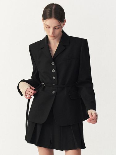 Wool Belted Tailored Jacket_BLACK - ARTID - Modalova