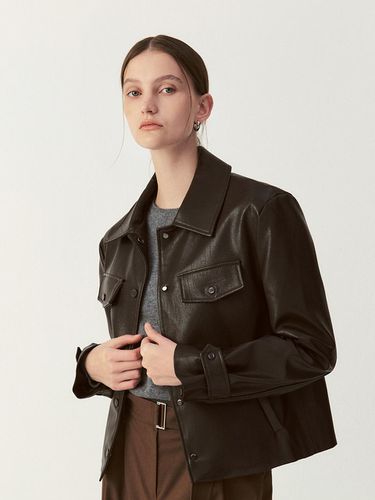 Leather Tracker Jacket_DARK BROWN - ARTID - Modalova