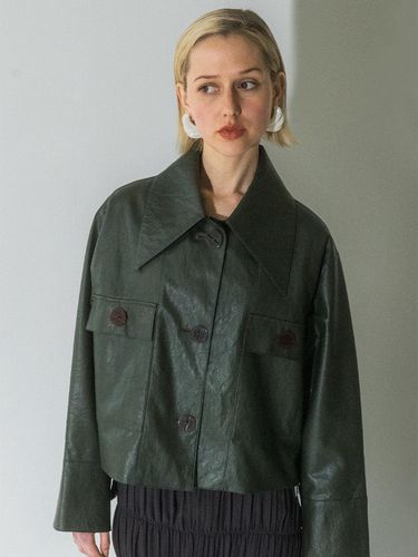 KHAKI VEGAN LEATHER JACKET - Emin & Paul - Modalova