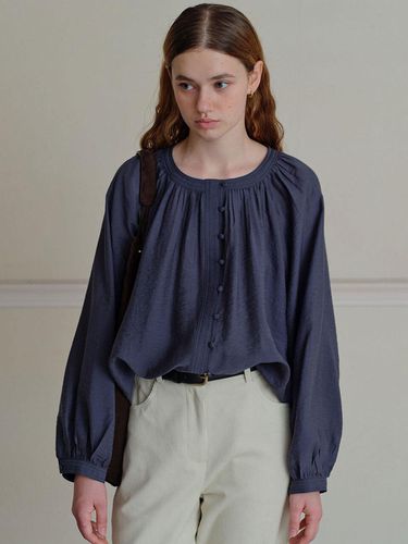 Shirring Round - Neck Blouse (Charcoal) - THE RYE - Modalova