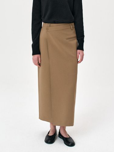 Asymmetric wrap maxi skirt (brown) - RIDIFI - Modalova