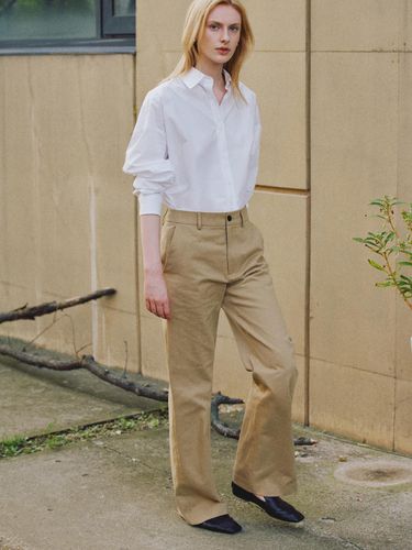 Cotton Straight Pants (beige) - RIDIFI - Modalova