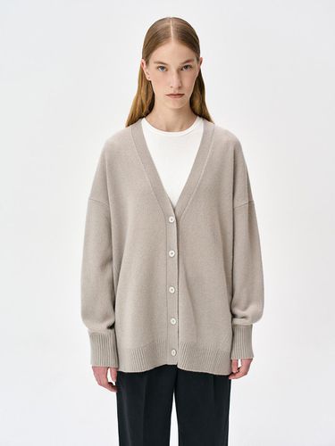 Slit Detail Oversized Wool Cardigan (light grey) - RIDIFI - Modalova