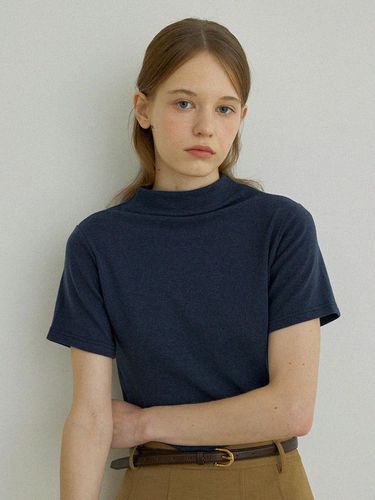 Essential wool Half neck T shirt (Blue) - AS IF - Modalova