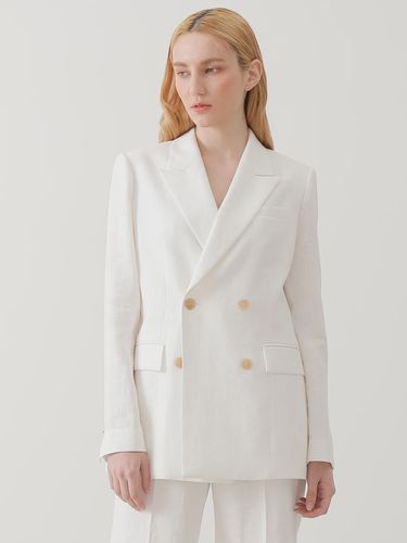 White Linen Double Blazer - DEFEMME - Modalova