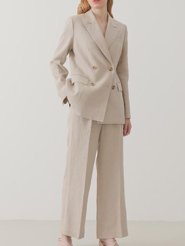 Natural Beige Linen Pants - DEFEMME - Modalova