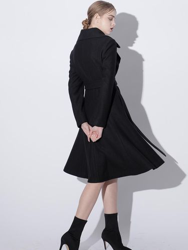 Black Flared Coat - DEFEMME - Modalova