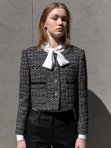 FRENCH WOOL TWEED CROP JACKET - DEFEMME - Modalova