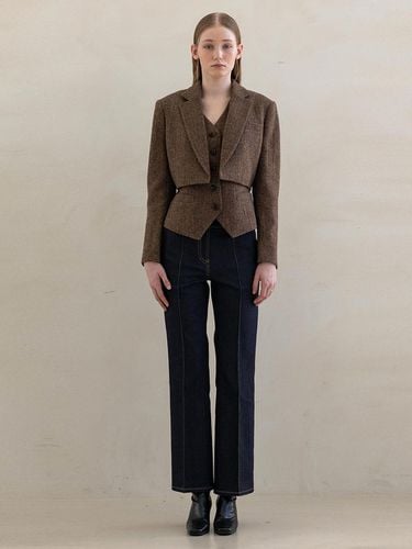 WOOL HERRINGBONE TAILORED SETUP - DEFEMME - Modalova