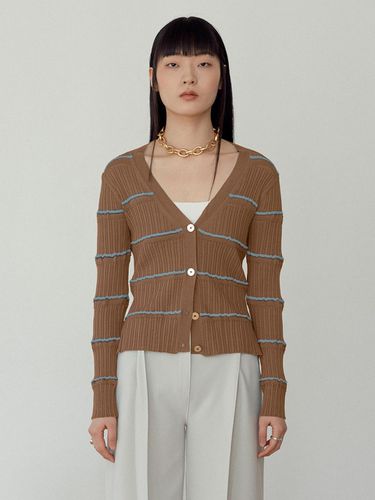 Bamis Knit Cardigan_Sand Beige+Skyblue Stripe - J.Chung - Modalova