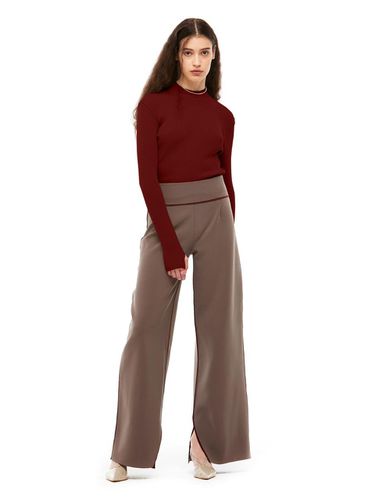 Mella Piping Wide Straight Trouser_Brown+Rust - J.Chung - Modalova