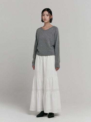 MERINO WOOL V NECK KNIT [GREY] - LOW TIDE - Modalova