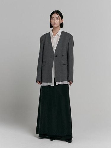 COLLARLESS LAYERED JACKET [GREY] - LOW TIDE - Modalova