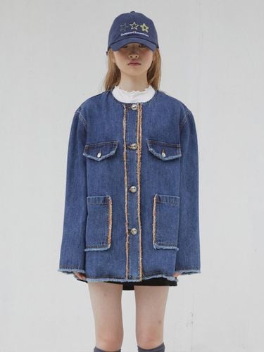 DENIM TWEED JACKET (BLUE) - THREE TO EIGHTY - Modalova