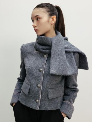 WOOL TRIMMED JACKET MUFFLER SET_TT4W007GY - THETIS - Modalova