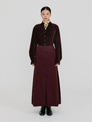 ZOAN Straight Denim Skirt - Burgundy - EENK - Modalova