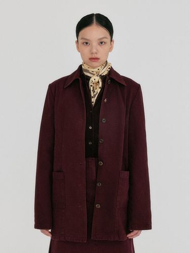 Denim Utility Long Length 2-Way Jacket [Burgundy] - EENK - Modalova