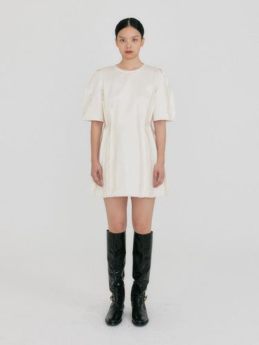 Wool Silk Mini Skater Dress [Ivory] - EENK - Modalova