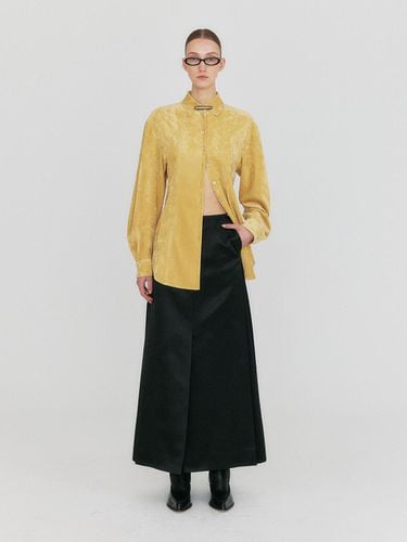 Silk Cotton Straight Maxi Skirt [Black] - EENK - Modalova