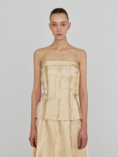 Fitted Sleeveless Cotton-Silk Top [Yellow] - EENK - Modalova