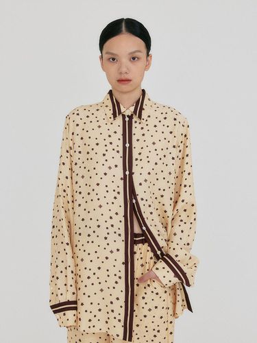 Silk Relaxed Fit Contrast Shirt [Beige] - EENK - Modalova