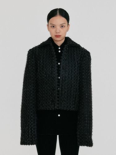 Cocoon Volume Structured Wool Blend Jacket [Black] - EENK - Modalova