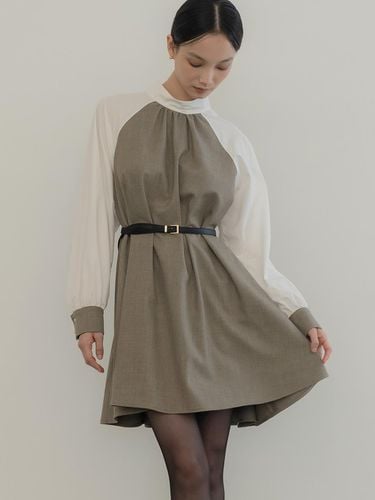 MOCK NECK WOOL DRESS GREY - DEFEMME - Modalova