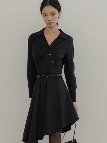 DRAPPING SHIRT DRESS BLACK - DEFEMME - Modalova