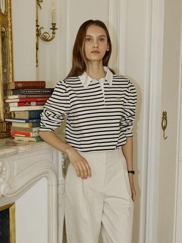 Collar Puff Long Sleeve Stripe T-shirt - NONLOCAL - Modalova