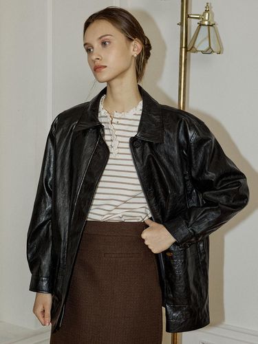 Hidden Button Eco Leather Half Jacket - NONLOCAL - Modalova