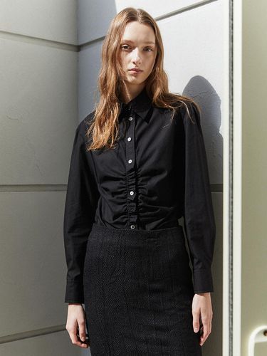 Shirred Center Shirt_Black - LETQSTUDIO - Modalova