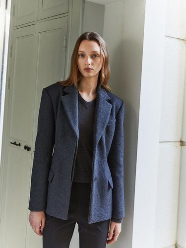 Hidden button Wool Jacket_Dark Grey - LETQSTUDIO - Modalova