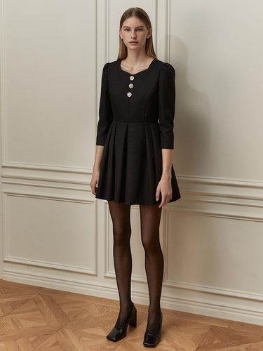 Tweed Flare Dress_Pearl Black - LETQSTUDIO - Modalova