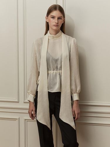 Double Chiffon Tie Blouse_Ivory - LETQSTUDIO - Modalova