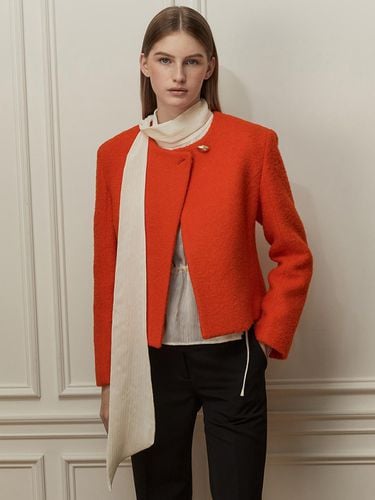 Asymmetric Wool Jacket_Mandarin Red - LETQSTUDIO - Modalova