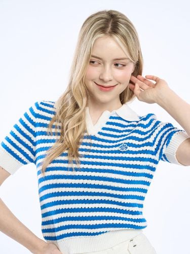 Clover wappen striped collar knitwear_blue - CLEVER FIELD - Modalova