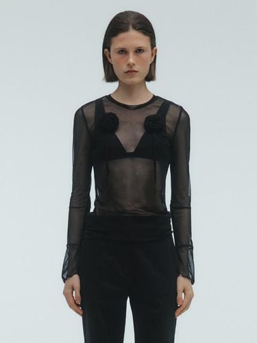 CORSAGE MESH TOP_BLACK - KILO - Modalova