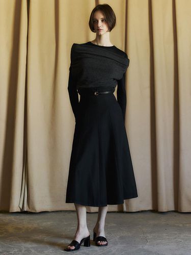 Wool Suiting Flare Skirt_Black - LETQSTUDIO - Modalova