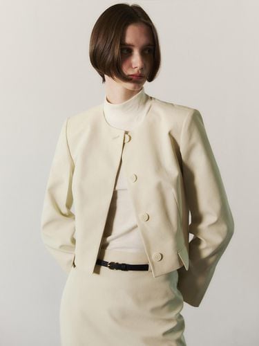 Canvas Cropped Jacket_Light Beige - LETQSTUDIO - Modalova