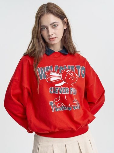 Welcome Loose Fit Sweatshirt_Red - CLEVER FIELD - Modalova