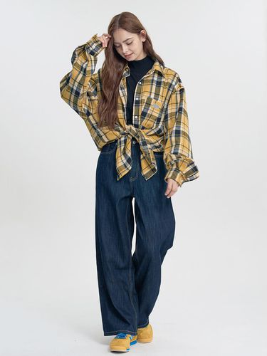 Overfit CLV Wappen Check Shirt_Yellow - CLEVER FIELD - Modalova