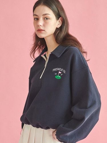 Golf Half Zip up Sweatshirt (NAVY) - The Sweat. - Modalova