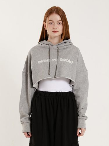 ROUGH CROPPED HOODIE_MELANGE GREY - PINK PINEAPPLE - Modalova