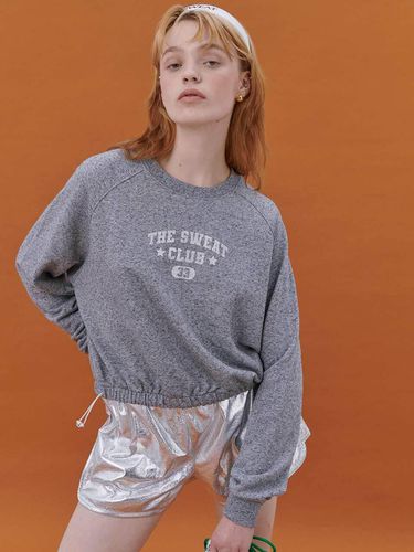 Glitter Crop String Sweatshirt (MELANGE GREY) - The Sweat. - Modalova