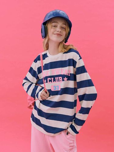 Striped Loose fit T shirt (NAVY) - The Sweat. - Modalova